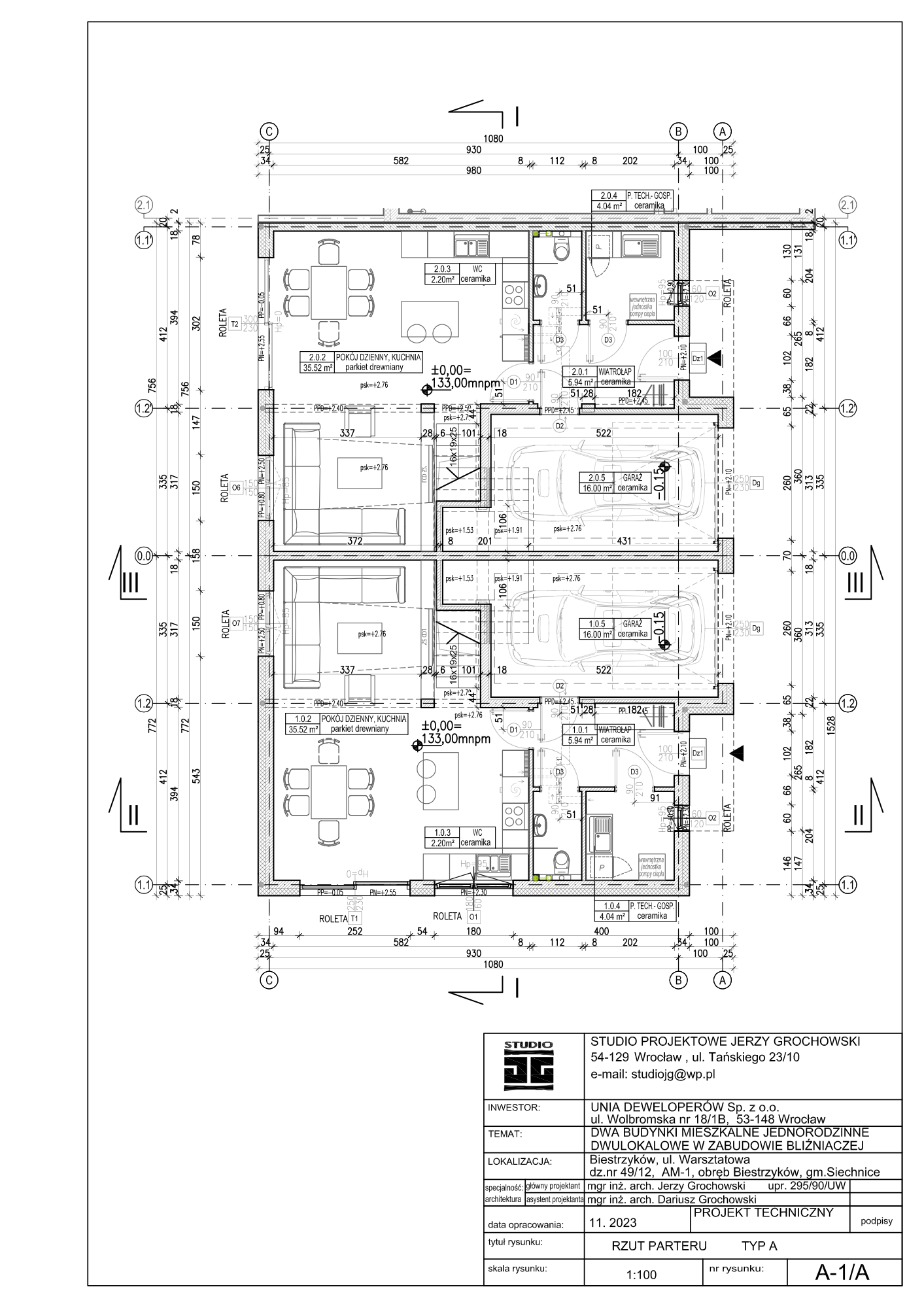 Rzut parteru – 63,70 m²